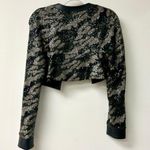 BCBGMAXAZRIA Camo Sequin Long Sleeve Cropped Jacket Safari Green Women's Size S Photo 5