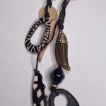 Chico's Chico’s Nala Charm Pendant Necklace Long NWT Neutral Leather Lariat Tribal Photo 4