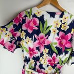 NWT Tori Richard Honolulu Womens Floral Wrap Dress Sz 8 Navy Pink Tencel Blue Photo 9