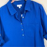 J. Jill Cotton Gauze One Pocket Shirt Dress Royal Blue Midi Medium Petite NWT Size undefined Photo 5