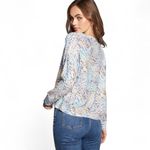 NWT Cozy Knit Cropped Long Sleeve Drop Shoulder Hi Lo V Neck Pullover Small Blue Photo 2