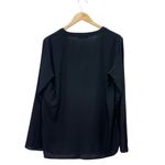 Sandro Paris 100% Silk Black Long Sleeve Blouse Tie Neck Top Size 2/Medium US 6 Photo 2