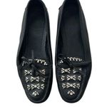 Prada  Black Crystal Embellished Leather Loafers Photo 0