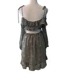 Rewind szS blk&wht checked w/flowers LSācold shoulder open back lined miniādress Photo 3