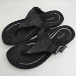 Aetrex ® Rae Orthotic Sparkle Thong Sandal Black Women Size 7 Flip Flop Glamcore Photo 0