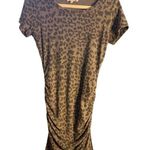 Sundry  Anthropologie Gray Leopard Print Ruched Midi Dress Size 1 (US Small) Photo 0