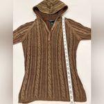 Vintage Misdemeanor Brown Y2K Cable Knit Hooded Sweater Size Medium FLAW Photo 3