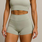 Gray High Waisted Scrunch Workout Shorts Sculpting Gym Athleisure M Size M Photo 0