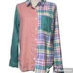 Just Polly New York size large plaid long sleeve casual button up pastel colors Pink Photo 0