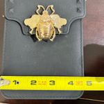 Black Rubber Crossbody North South Bag Golden Bee Accent Studded Mini Purse Photo 6