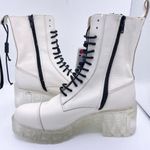 ZARA leather lace-up ivory white combat boots women Size 36/ 6US Photo 4