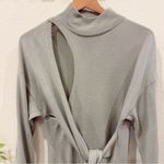 Moon River  Sage Green Long Sleeve Pullover Wrap Knit Sweater Dress One Size NWT Photo 2