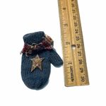 Vintage Rustic Glove‎ Pin Brooch Star Plaid Blue Blue Photo 2