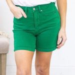 Judy Blue High Rise Green Garment Dyed Tummy Control Denim Shorts Medium Photo 0
