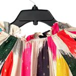 Vilagallo Velma Top Rainbow Brushstroke Gold Metallic Blouse NWTS size 44 US 12 Tan Photo 7