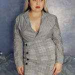 AQUA NWT Black White Long-Sleeve Mini Sheath Striped Shirt Dress Size M Photo 3