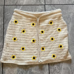 ZARA  Crochet Mini Skirt Daisy Applique Cream Women's Size S Photo 0
