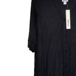 DKNY Shirt Dress Size Small Black Button Up Womens Stretch Blend 3/4 Sleeve Photo 3