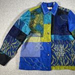 Marsh Landing  Jacket Womens Medium Floral Embroidered Applique Patch Button up Photo 2