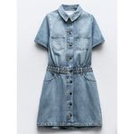 ZARA  SS25 Denim Mini Shirt Dress with Braided‎ Belt Size Large Photo 3