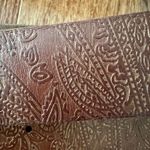 Fossil Belt Womens Medium BronzeLeather Tooled Floral Chunky Medallion Buckle, L Photo 7