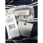 cupio  Navy White Stripe Long Sleeve Ruffle Button Detail Top Size S Photo 2