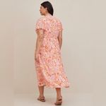 Torrid  lace up tea length dress crinkle gauze floral peach white womens size 4X Photo 1