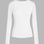 Cider Round Neckline Solid Long Sleeve Tee Women's Top White Size 1XL NWT Photo 0
