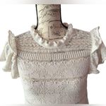 Anthropologie Lace Sweater Tee Button Up In Back Cotton Blend Size Medium Photo 3