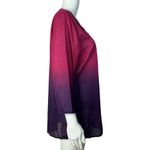 Chico's  Shirt Womens Medium Pink Purple Dip Dye Tunic Top Beaded Embellished Boho Photo 1