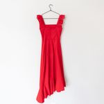 STAUD Valentina Square Neck Red Cotton Flutter Sleeve Midi Dress Size XS Photo 4