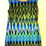 Sandra Darren  Dress Blue Green Sheath Sleeveless Embellished Key Hole Stretch 12 Photo 0