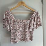 Japna  Smocked Crop Top. Size: Medium. White with Red Flowers. Photo 2
