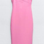 ZARA dress midi bodycon fitted pink wedding party coctail Photo 2