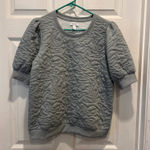 Nine West Women's Gray Quilted Short Sleeve Sweatshirt Pullover Top Large Photo 0