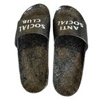 AntiSocialSocialClub Authentic Anti Social Social Club Black Glitter Jelly Slides Size 9 NWOT #3064 Photo 6