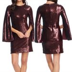 Dress the Population Maroon Port Liza Cape Sleeve Sequin Mini Dress Medium NEW Photo 1