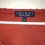 Trixxi  Dotted Knit Soft Slit Sleeves V-Neck Blouse Women Size Large Burnt Orange Photo 3