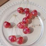 Pink and Gold Cherry Earrings Photo 4