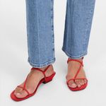 Madewell The Maycie Asymmetric T-Strap Sandal Bandana Red Suede Size 8 Photo 3