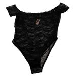 Victoria's Secret NEW  Black Lace Sheer floral Teddy Bodysuit Small S Glitter Photo 4