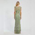 Mac Duggal  4908 Green High Neck Sleeveless Beaded Fringe Fitted Gown Photo 4