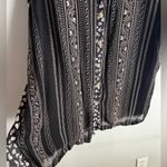 Vintage Boho Mixed Print Button Down Top Blouse Ethnic Border, Indie Folk Shirt Black Size 1X Photo 3