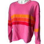 Aerie NWT, Pink Striped Cropped Terry Sweatshirt, Sz L Photo 4