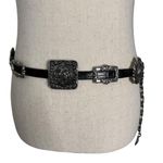 Brighton Concho Belt Black Leather Silver Medallion 1993 Vintage Photo 1