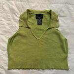 Y2K lime Green collared silk blend knit cropped sleeveless sweater vest medium Photo 3
