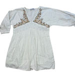 ZARA  Floral Embroidered Mini Dress Women's Size Small Neutral Cotton Lightweight Photo 0