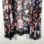 Torrid Floral Kimono Duster Women's 00/0 M/L Black Floral Lace Trim Long Open Photo 1
