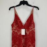 Free People  Night Shimmers Mini Slip Dress Red Sequin Boho Festival US 2 NWT Photo 5