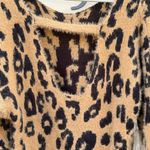 HYFVE  Tan and Black Fuzzy Off Shoulder Cropped Open Back Leopard Sweater SzSmall Photo 5